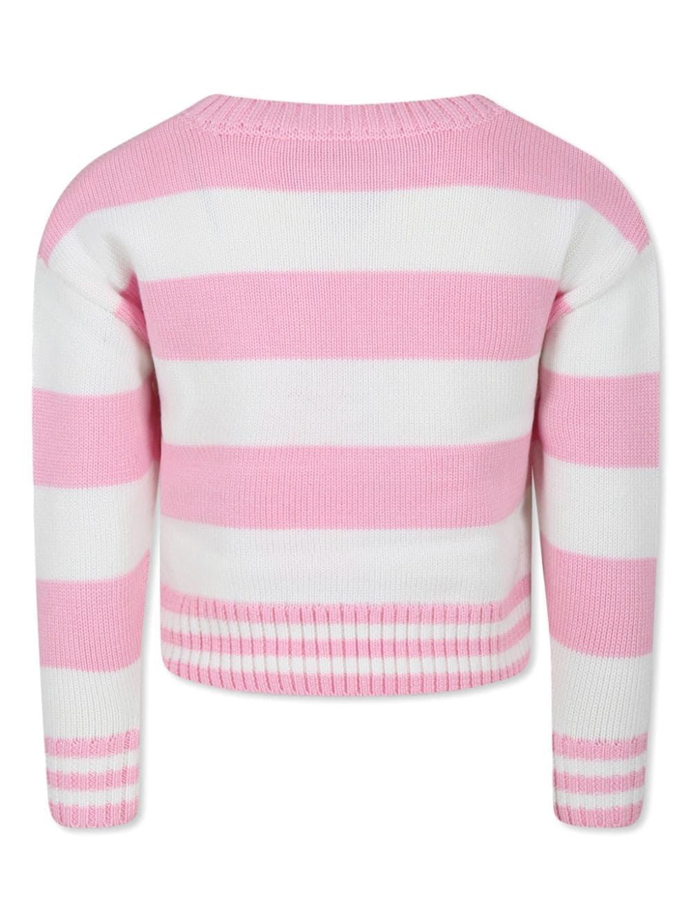 Maglione per bambina Monnalisa x Barbie a righe bianco e rosa - Rubino Kids