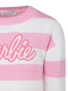 Maglione per bambina Monnalisa x Barbie a righe bianco e rosa - Rubino Kids