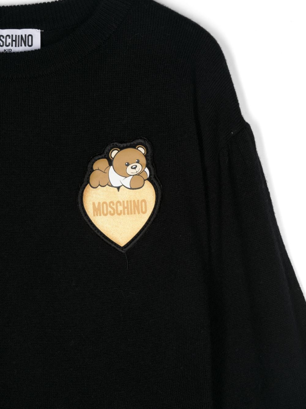 Maglione per bambina Moschino Kids nero con applicazione Teddy Bear - Rubino Kids