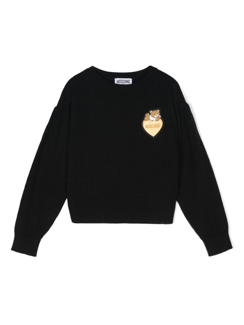 Maglione per bambina Moschino Kids nero con applicazione Teddy Bear - Rubino Kids