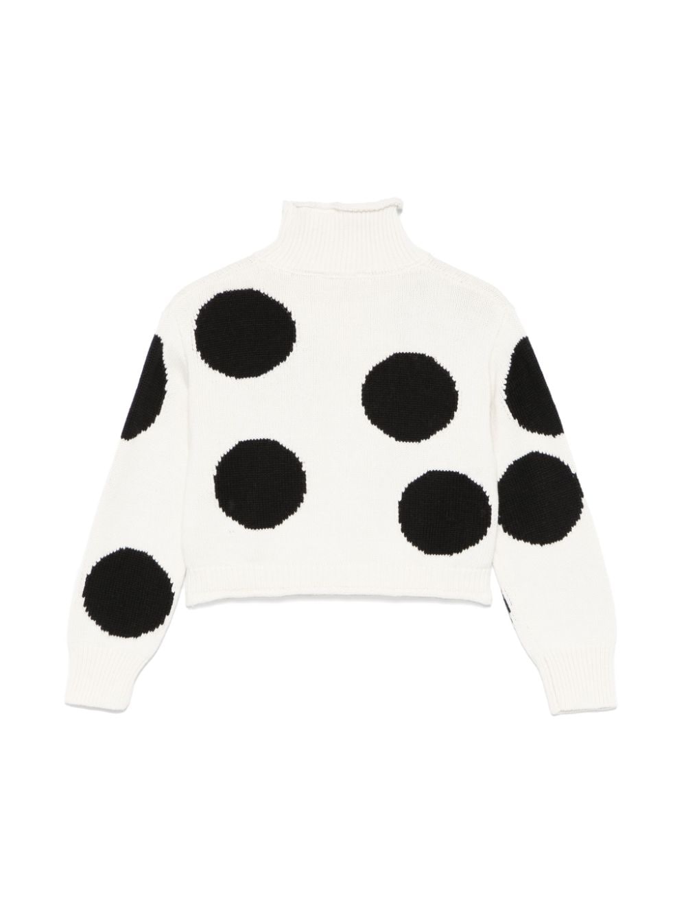 Maglione per bambina MSGM Kids bianco con pois neri e logo ricamato - Rubino Kids