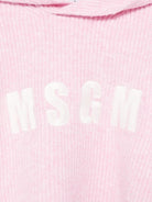 Maglione per bambina MSGM Kids rosa con design elasticizzato e cappuccio - Rubino Kids