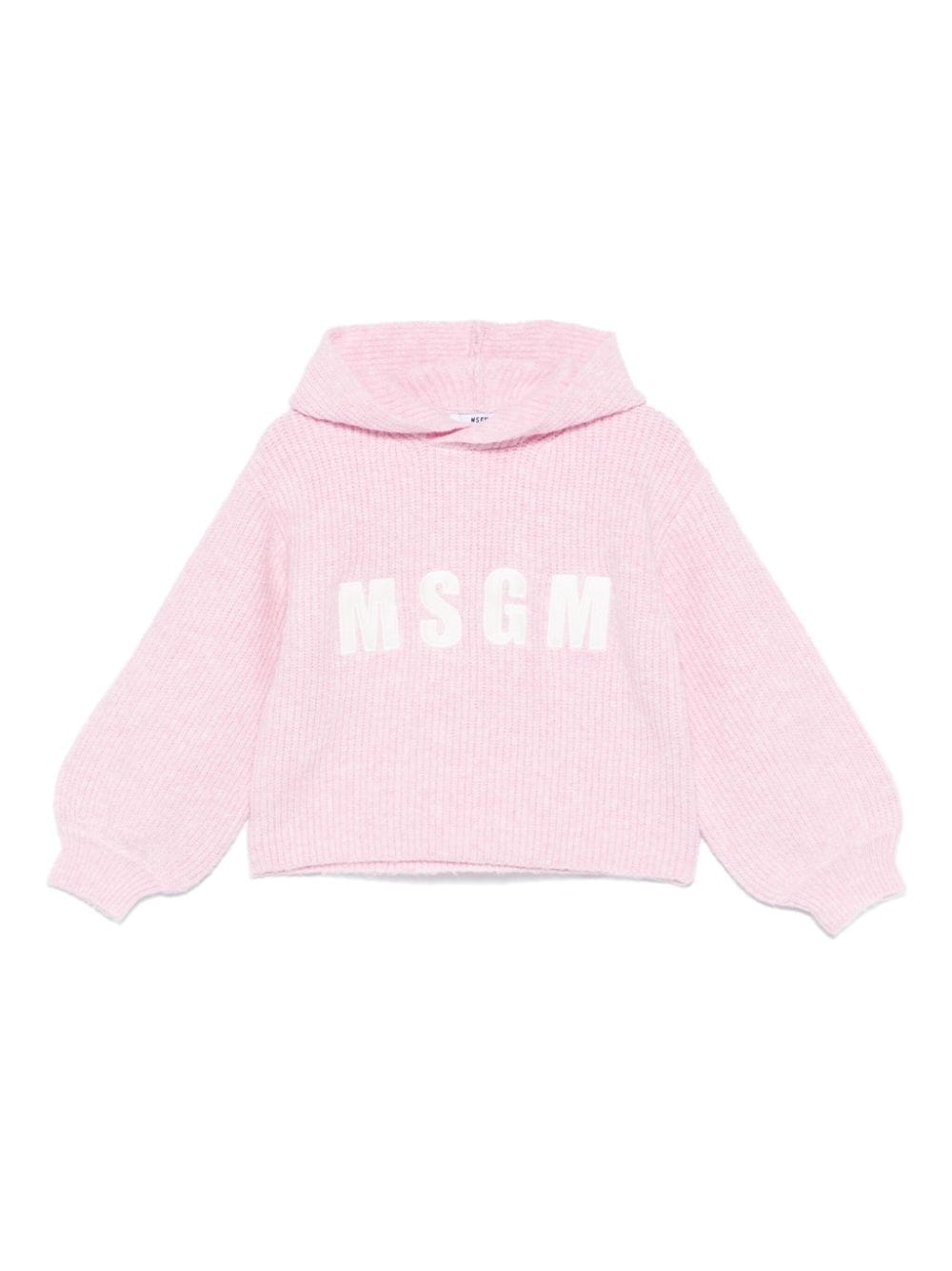 Maglione per bambina MSGM Kids rosa con design elasticizzato e cappuccio - Rubino Kids