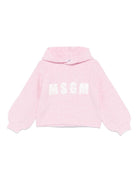 Maglione per bambina MSGM Kids rosa con design elasticizzato e cappuccio - Rubino Kids