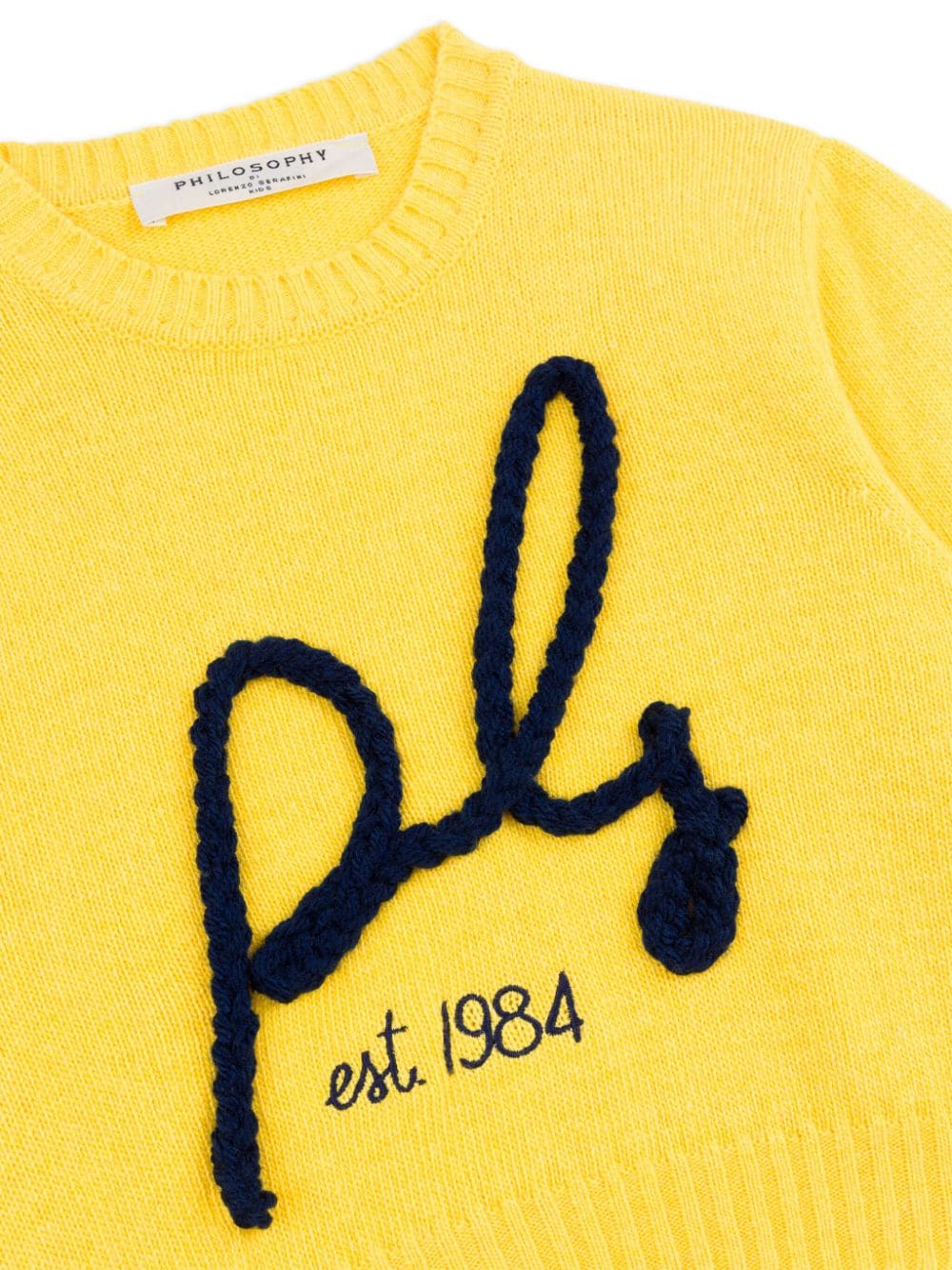 Maglione per bambina Philosophy Di Lorenzo Serafini Kids giallo con design lavorato a maglia - Rubino Kids