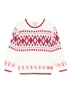 Maglione per bambina Scotch e soda fair isle bianco con decorazioni in cristallo - Rubino Kids