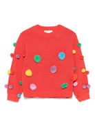 Maglione per bambina Stella McCartney Kids rosso con pompon - Rubino Kids