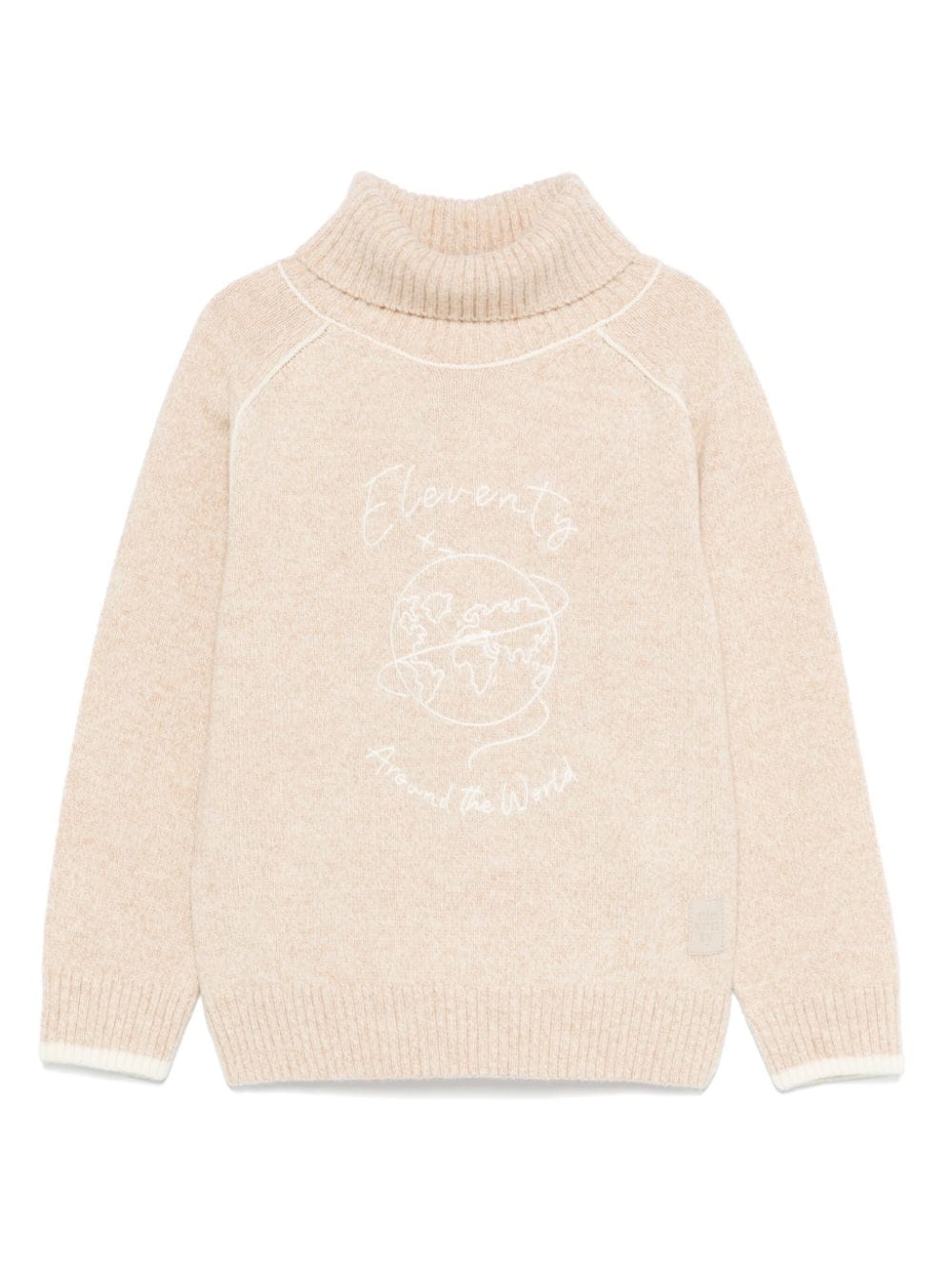 Maglione per bambino Eleventy Kids beige a collo alto con ricamo sul petto - Rubino Kids