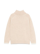 Maglione per bambino Eleventy Kids beige a collo alto con ricamo sul petto - Rubino Kids