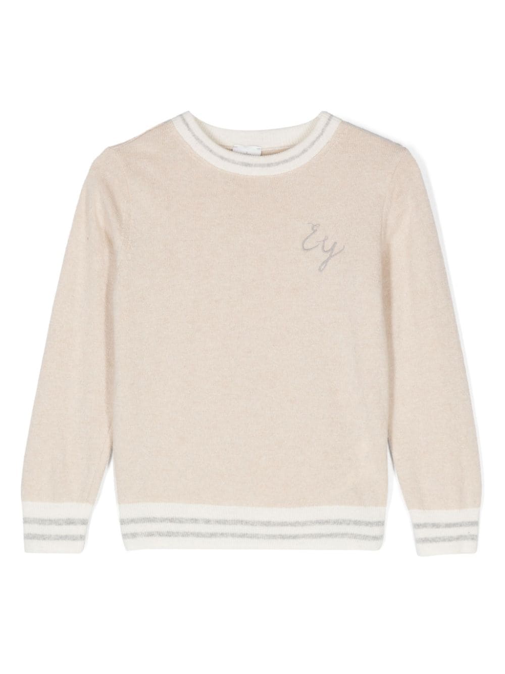 Maglione per bambino Eleventy Kids beige con bordo a righe - Rubino Kids