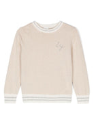 Maglione per bambino Eleventy Kids beige con bordo a righe - Rubino Kids