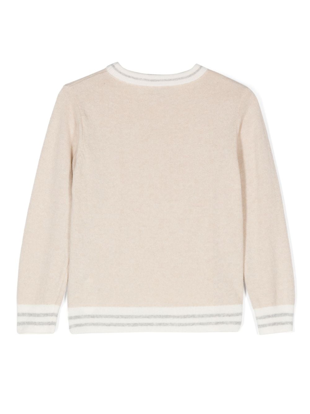 Maglione per bambino Eleventy Kids beige con bordo a righe - Rubino Kids