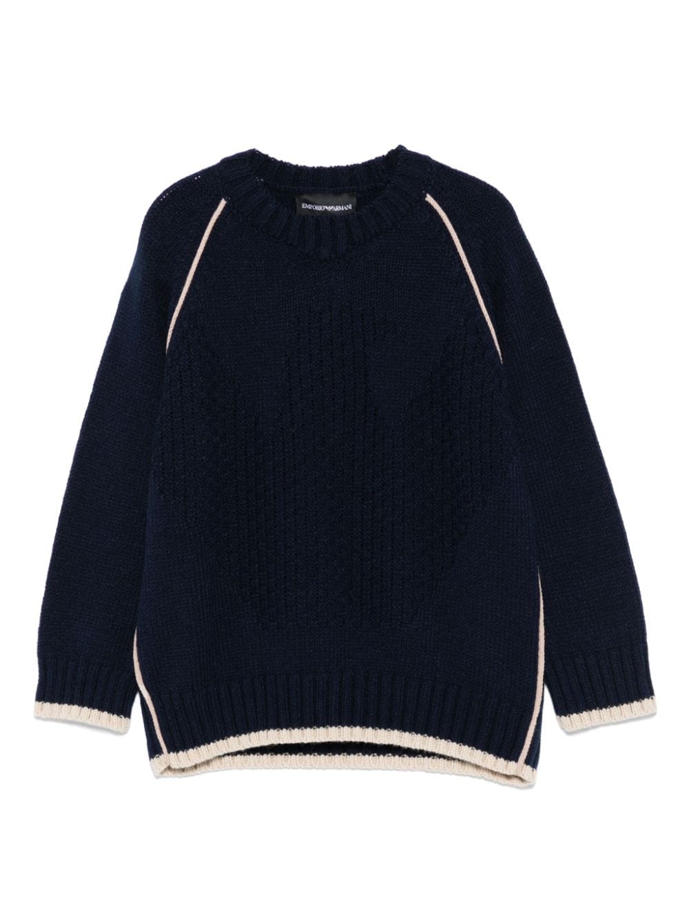 Maglione per bambino Emporio Armani Kids blu con finiture a contrasto - Rubino Kids