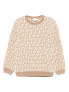 Maglione per bambino Fendi Kids beige con stampa FF all - over - Rubino Kids