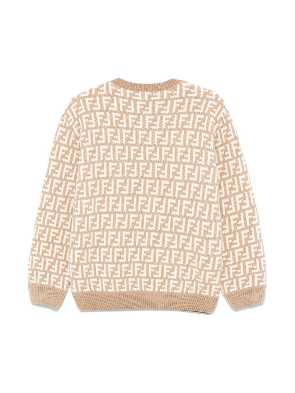 Maglione per bambino Fendi Kids beige con stampa FF all - over - Rubino Kids