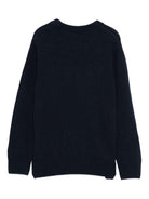 Maglione per bambino MC2 Saint Barth Kids blu con scritta "Vacanze di Natale" - Rubino Kids