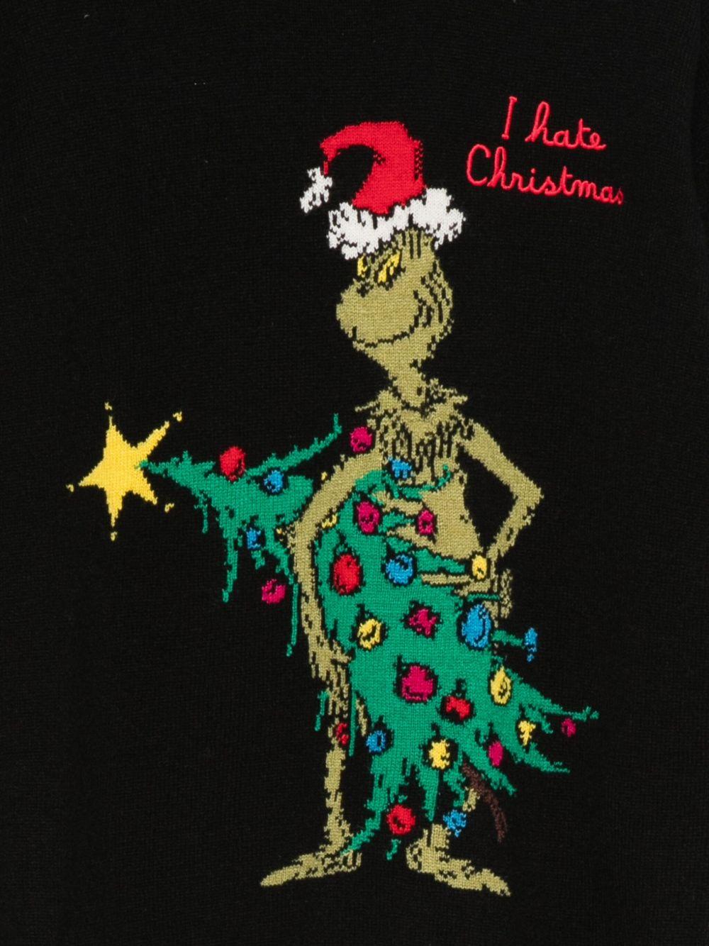 Maglione per bambino MC2 Saint Barth Kids nero con ricamo Grinch sul davanti - Rubino Kids