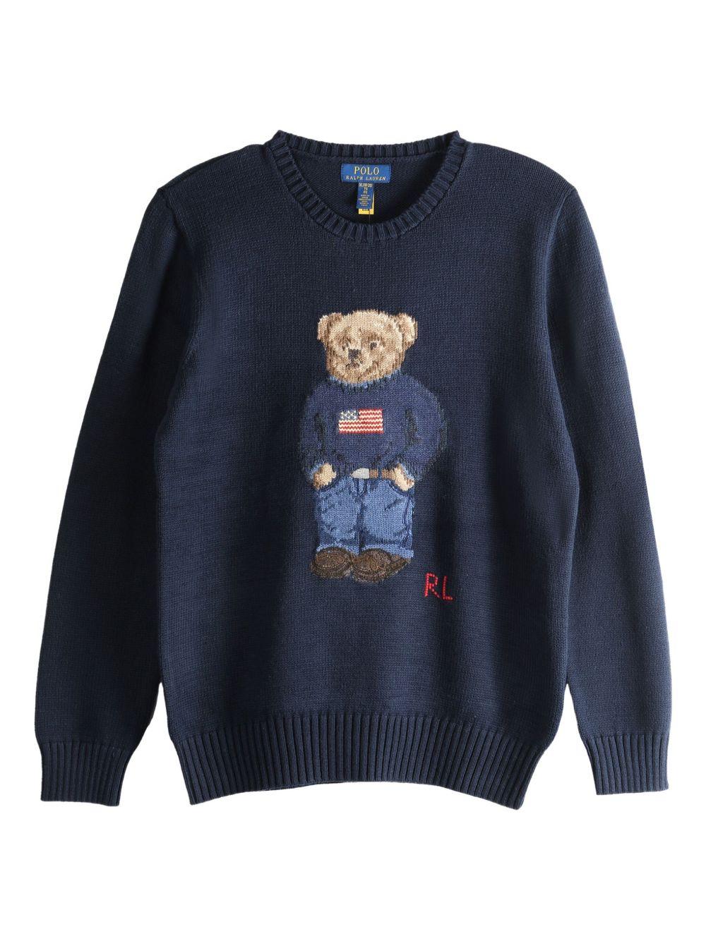 Maglione per bambino Polo Ralph Lauren Kids blu con caratteristico motivo Polo Bear - Rubino Kids
