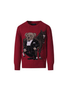 Maglione per bambino Polo Ralph Lauren Kids rosso con stampa grafica sul davanti - Rubino Kids