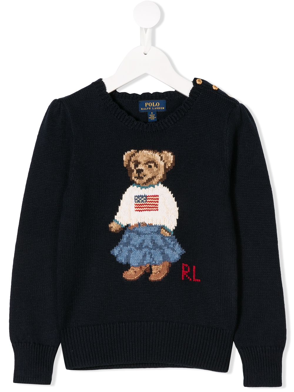 Maglione per bambino Ralph Lauren Kids blu con ricamo orsetto - Rubino Kids