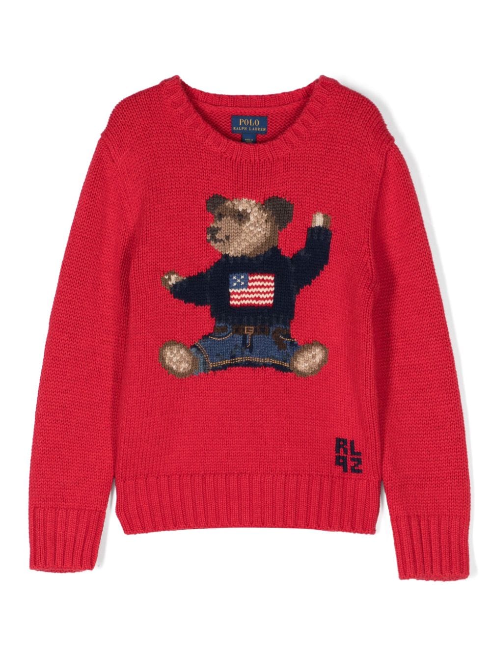 Maglione per bambino Ralph Lauren Kids rosso con motivo Polo Bear - Rubino Kids