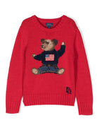 Maglione per bambino Ralph Lauren Kids rosso con motivo Polo Bear - Rubino Kids