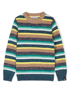 Maglione per bambino Scotch & Soda verde a righe orizzontali - Rubino Kids