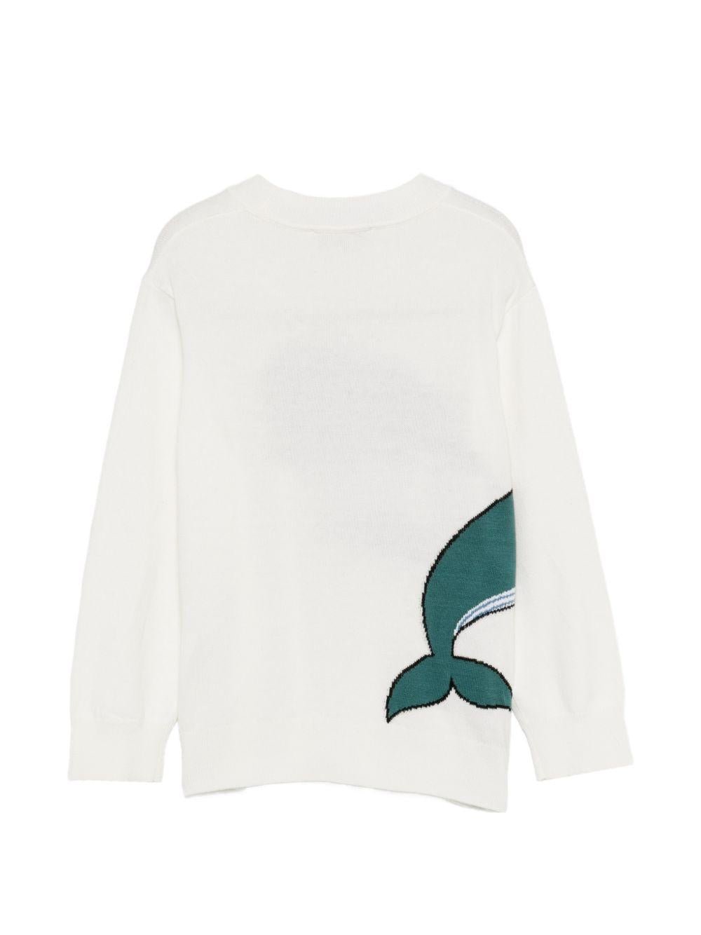 Maglione per bambino Stella McCartney Kids bianco con ricamo balena sul davanti - Rubino Kids