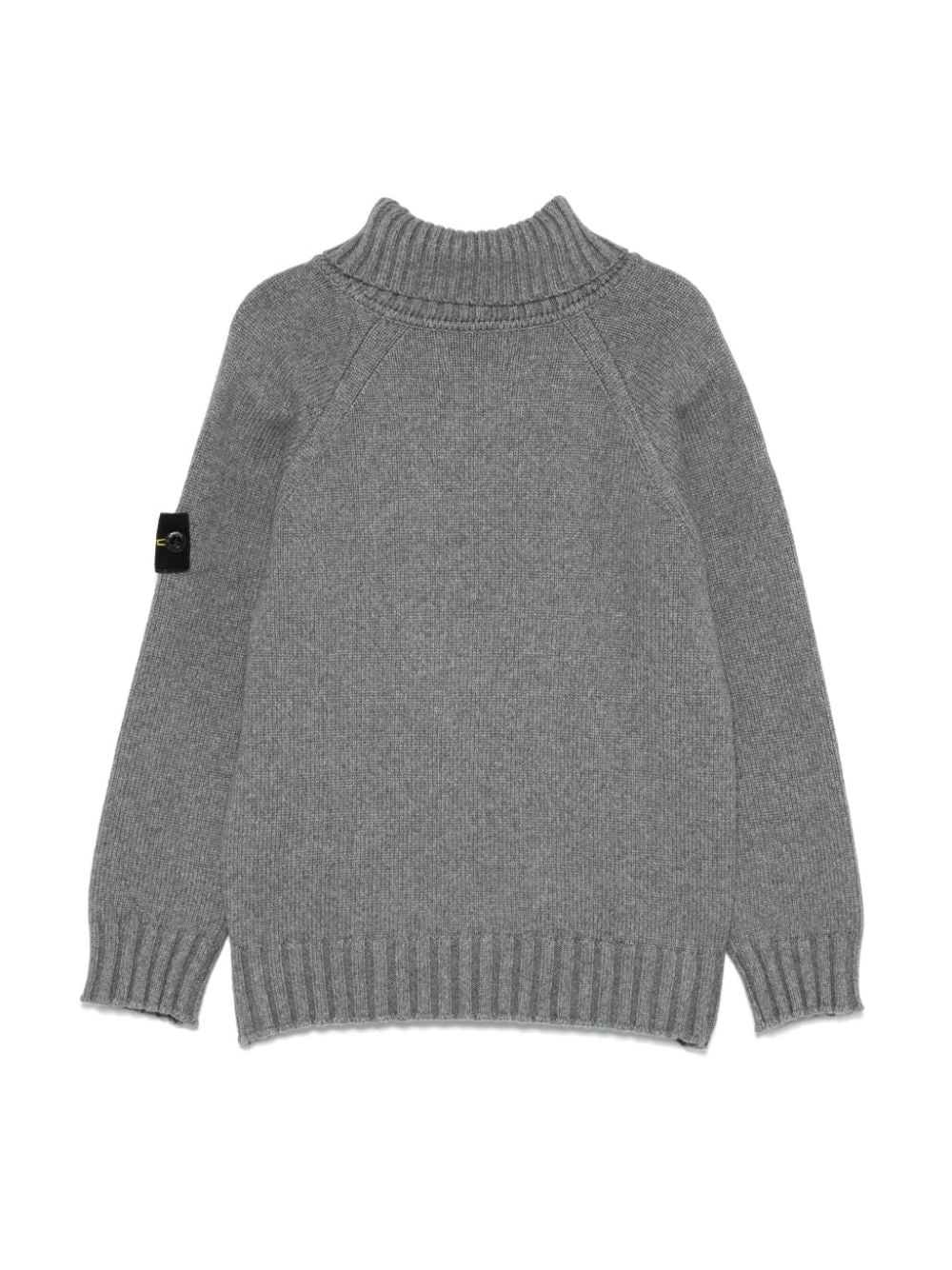 Maglione per bambino Stone Island Junior grigio a collo alto con applicazione Compass sulla manica - Rubino Kids