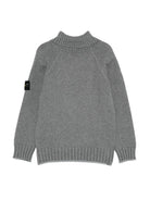 Maglione per bambino Stone Island Junior grigio a collo alto con applicazione Compass sulla manica - Rubino Kids