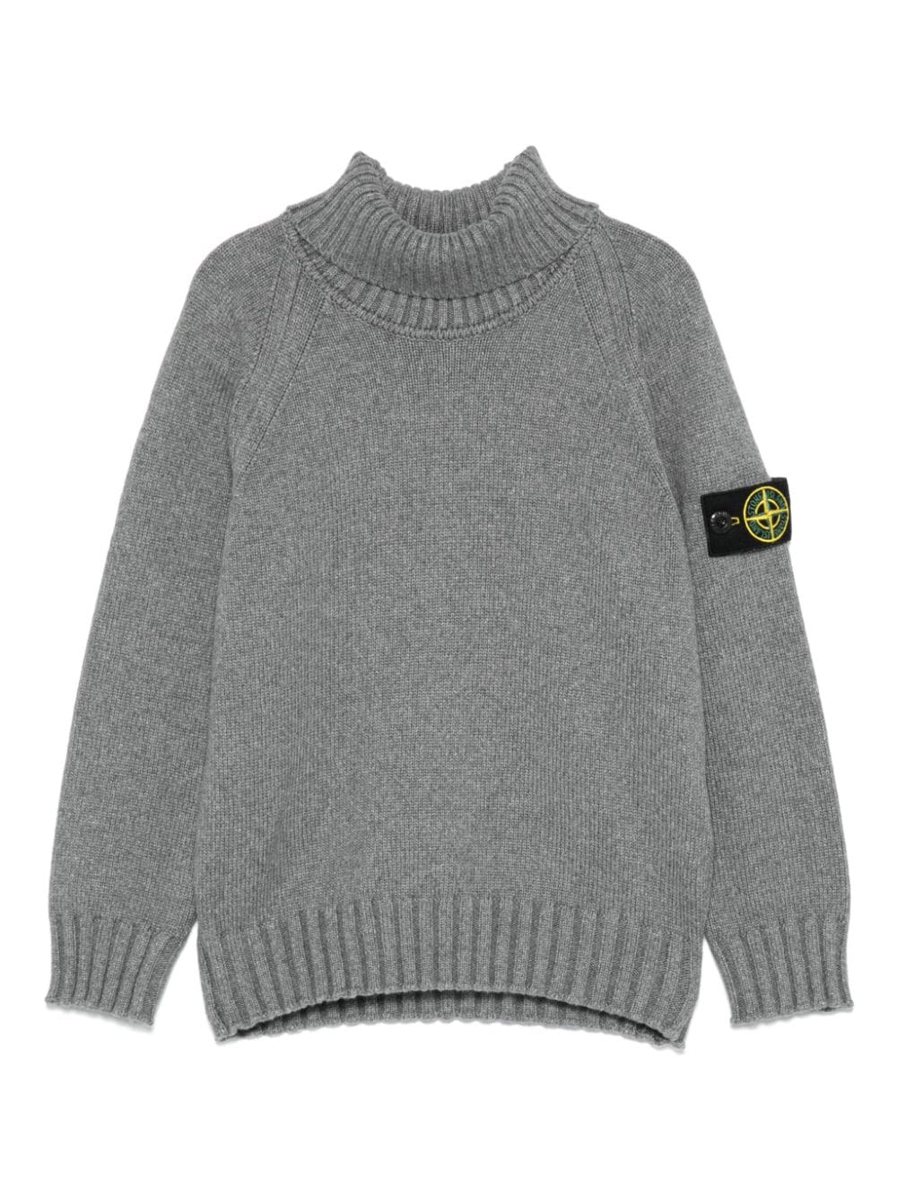 Maglione per bambino Stone Island Junior grigio a collo alto con applicazione Compass sulla manica - Rubino Kids