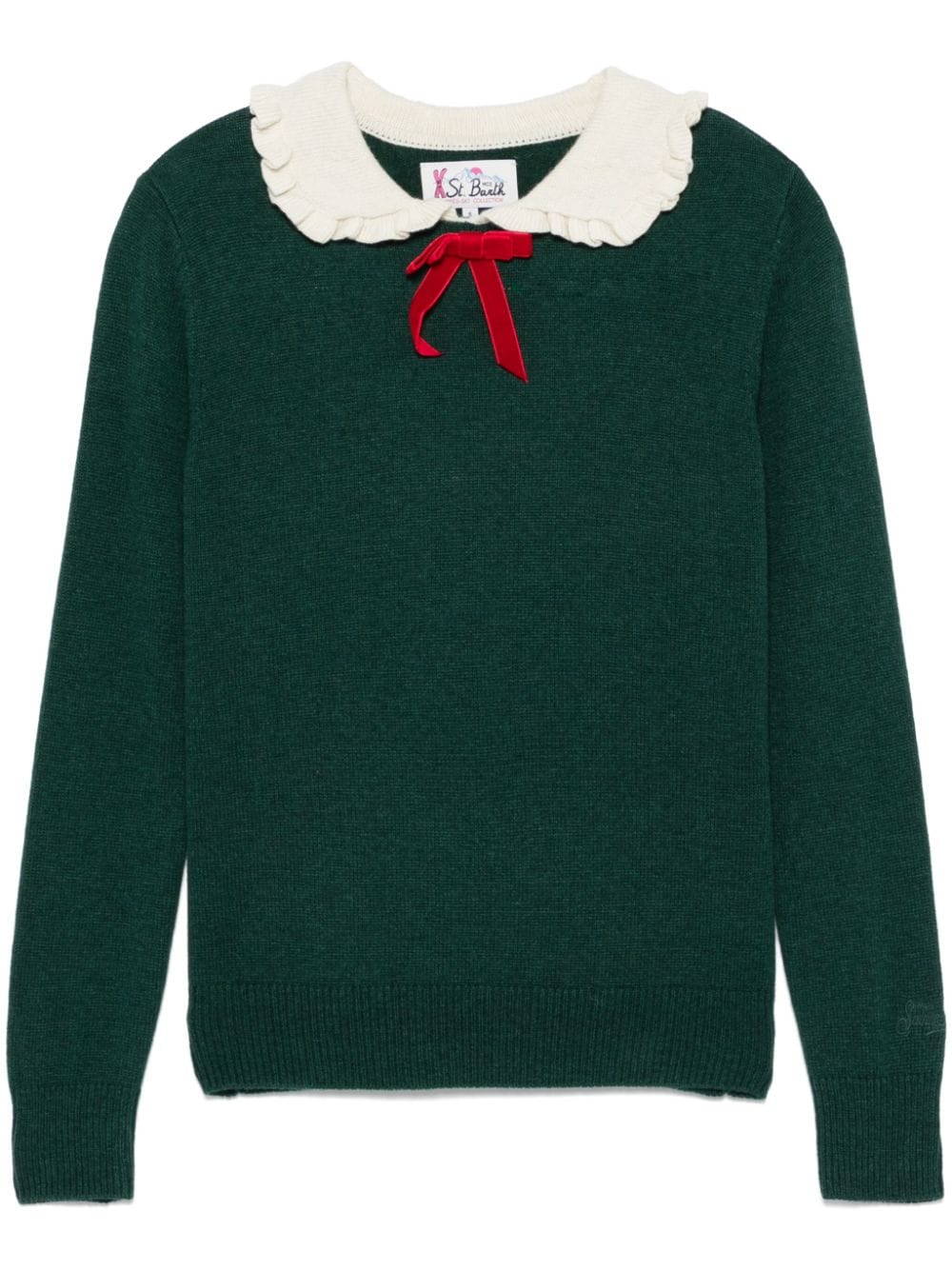 Maglione per donna MC2 Saint Barth Levine verde con colletto a contrasto - Rubino Kids