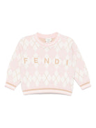 Maglione per neonata Fendi Kids rosa con ricamo - Rubino Kids