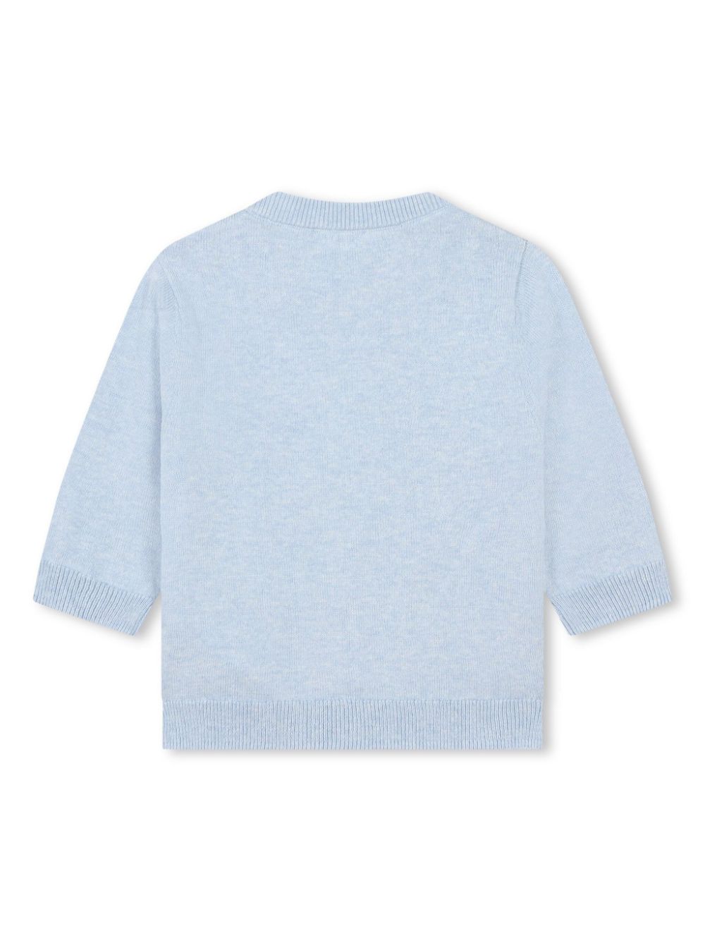 Maglione per neonati Givenchy Kids azzurro girocollo con logo e applicazione frontale con numero - Rubino Kids