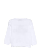 Maglione per neonati Moschino Kids bianca con logo ricamato sul davanti - Rubino Kids