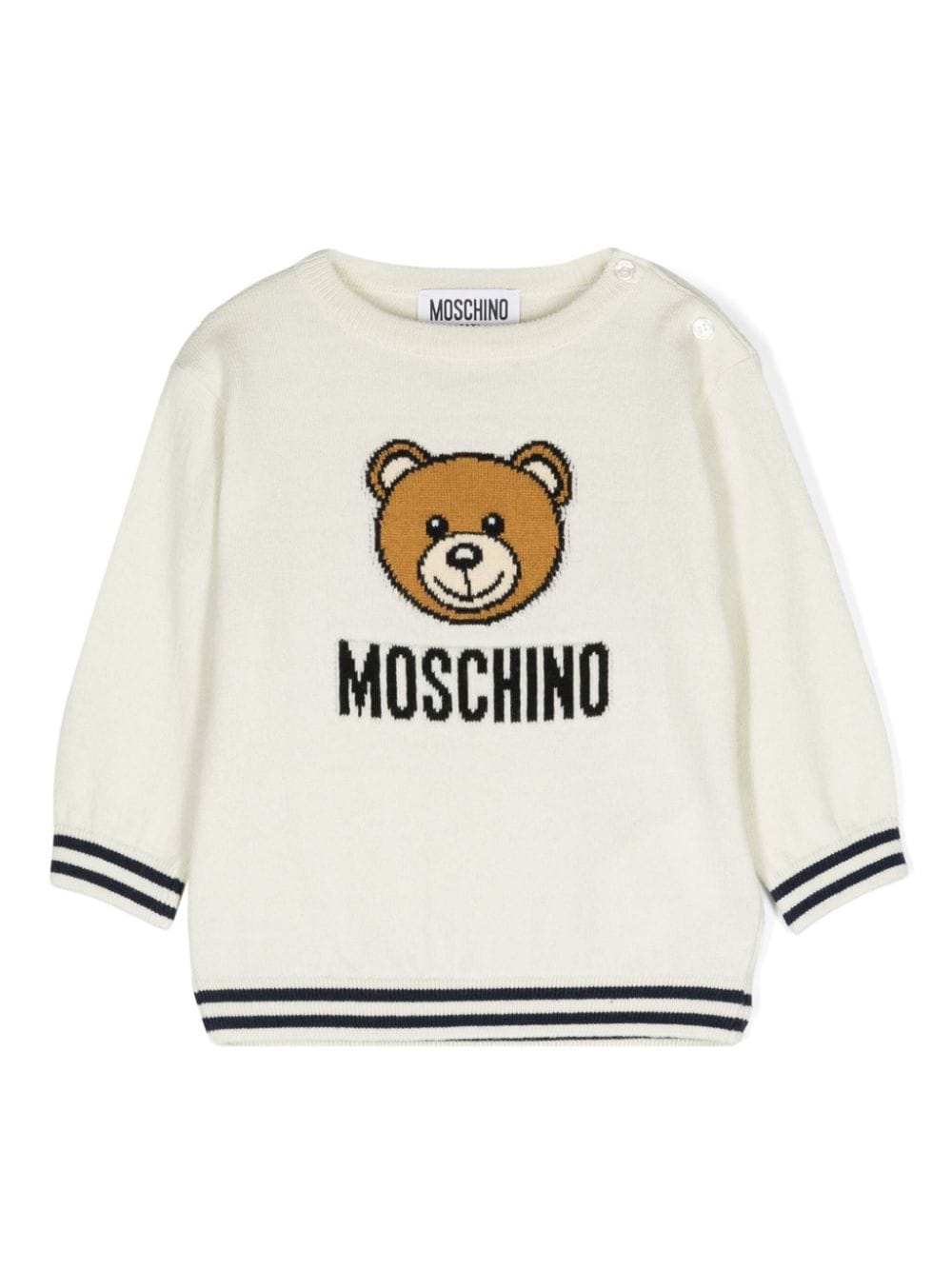 Maglione per neonati Moschino Kids bianco con ricamo Teddy Bear - Rubino Kids