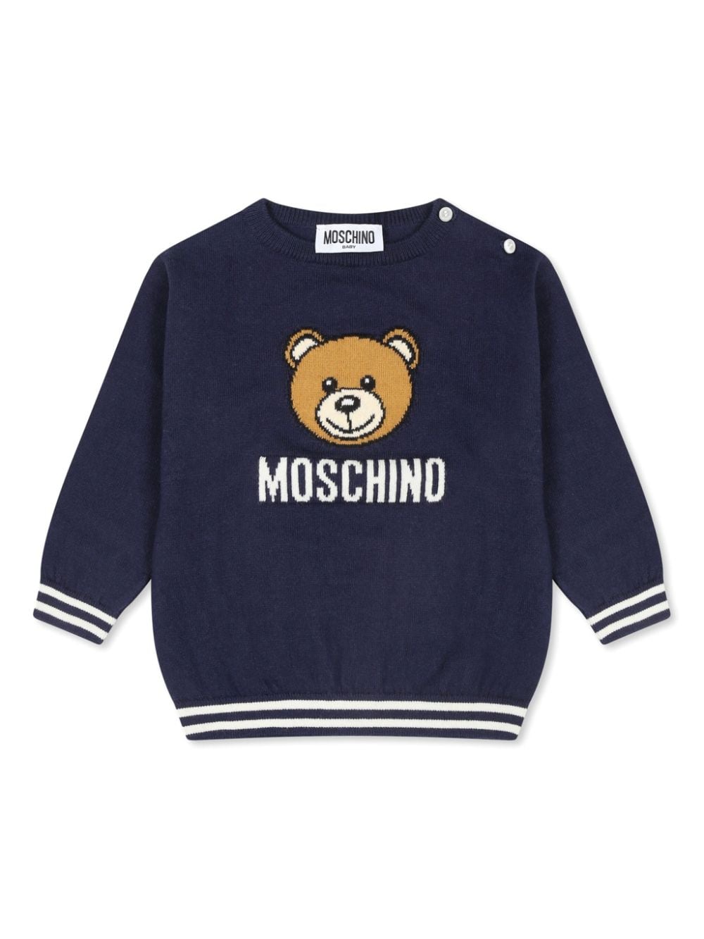 Maglione per neonati Moschino Kids blu con ricamo Teddy Bear - Rubino Kids