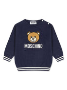 Maglione per neonati Moschino Kids blu con ricamo Teddy Bear - Rubino Kids