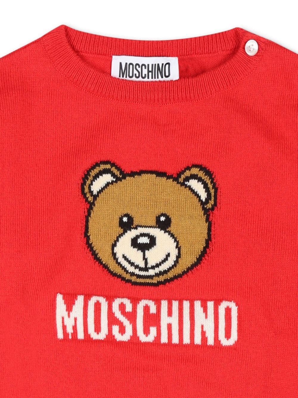 Maglione per neonati Moschino Kids rosso con ricamo Teddy Bear - Rubino Kids