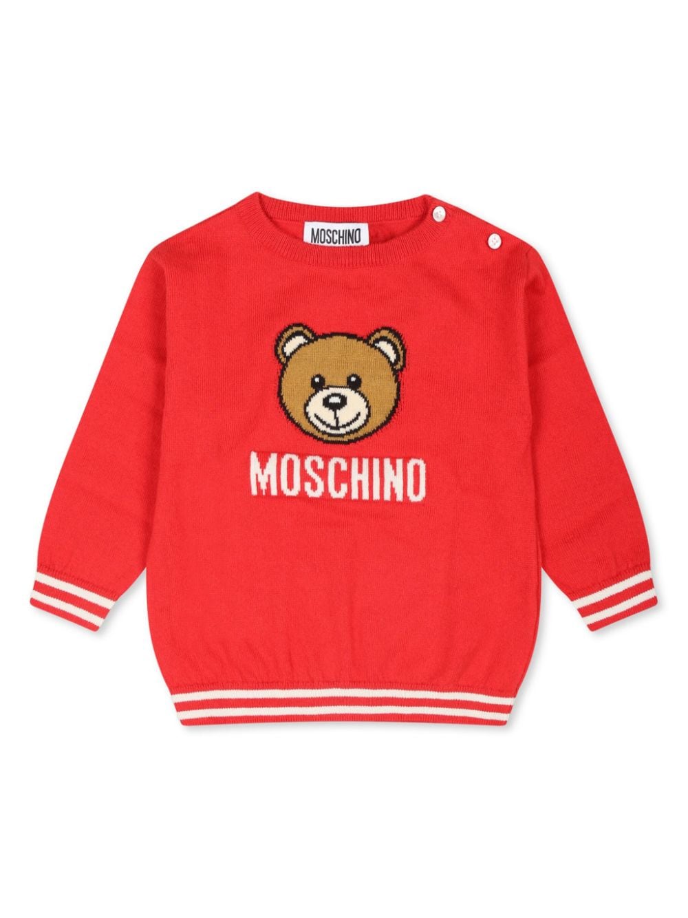 Maglione per neonati Moschino Kids rosso con ricamo Teddy Bear - Rubino Kids