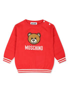 Maglione per neonati Moschino Kids rosso con ricamo Teddy Bear - Rubino Kids