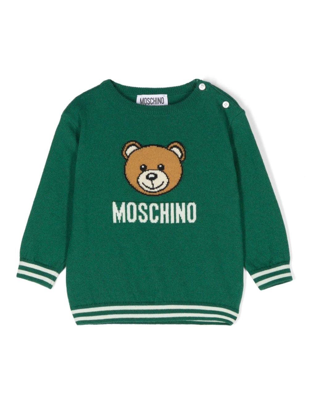 Maglione per neonati Moschino Kids verde con ricamo Teddy Bear - Rubino Kids