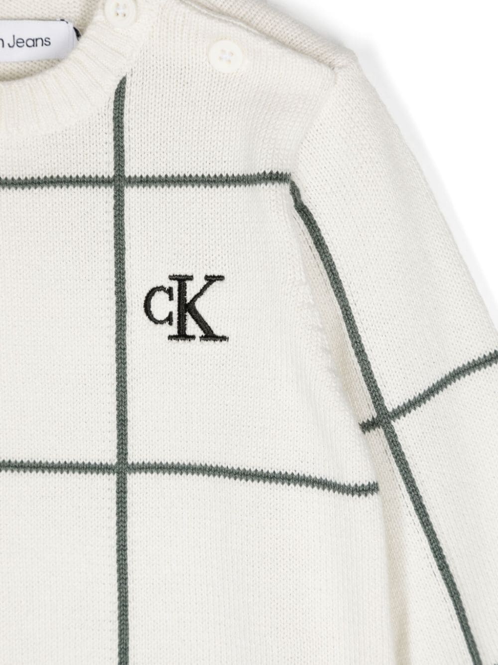 Maglione per neonato Calvin Klein Kids bianco con logo ricamato - Rubino Kids