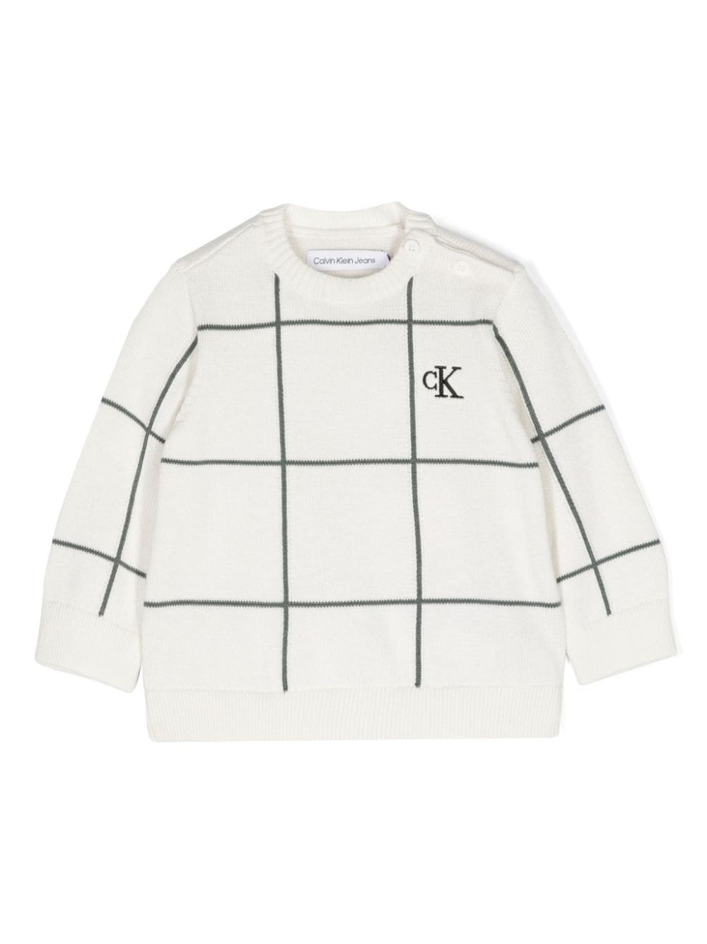 Maglione per neonato Calvin Klein Kids bianco con logo ricamato - Rubino Kids