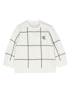 Maglione per neonato Calvin Klein Kids bianco con logo ricamato - Rubino Kids