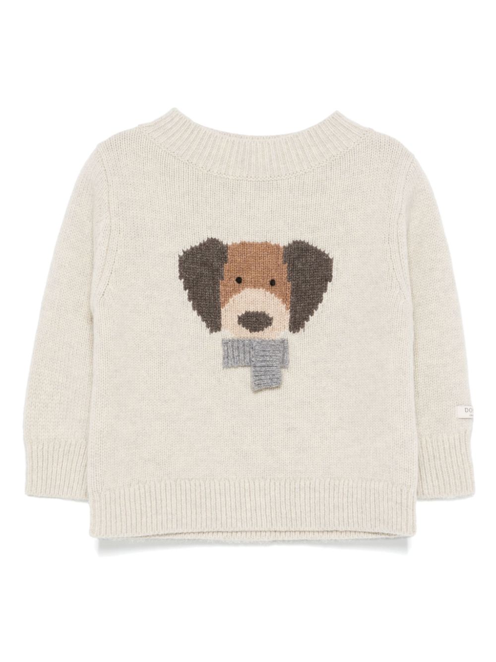 Maglione per neonato Donsje beige con motivo cane sul davanti - Rubino Kids