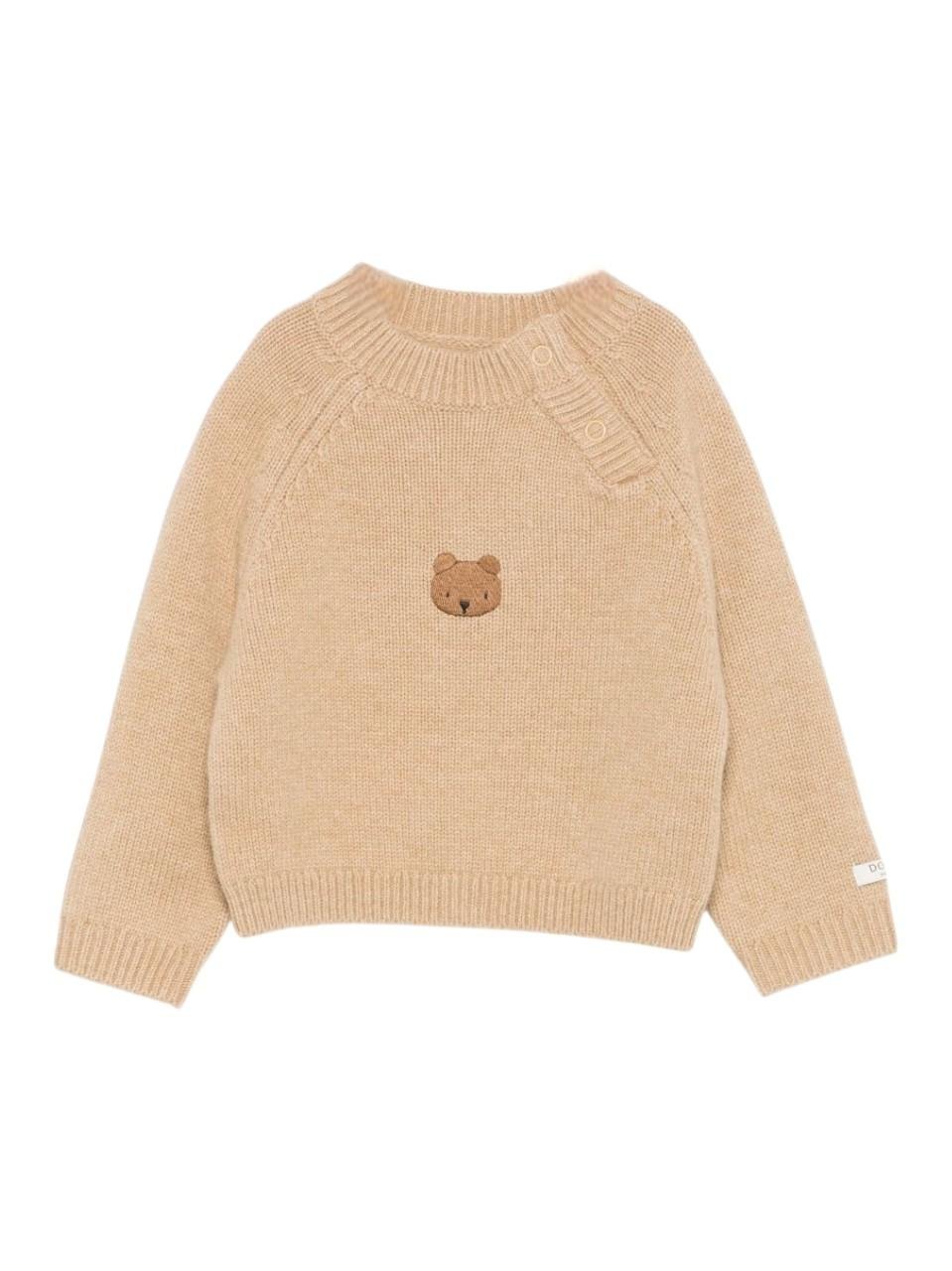Maglione per neonato Donsje beige con orso ricamato - Rubino Kids
