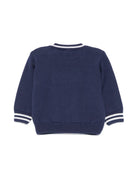 Maglione per neonato Fendi Kids blu con collo e polsini a contrasto - Rubino Kids