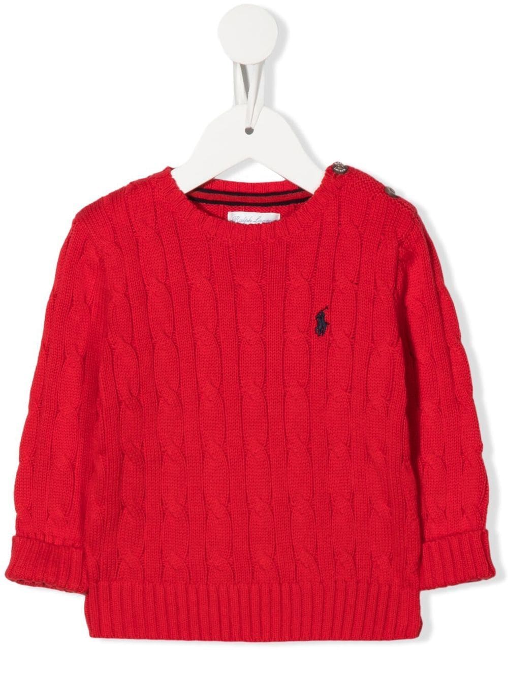 Maglione per neonato Palph Lauren Kids Pony rosso con motivo a trecce - Rubino Kids