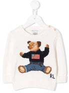 Maglione per neonato Ralph Lauren Kids bianco con ricamo orsetto - Rubino Kids